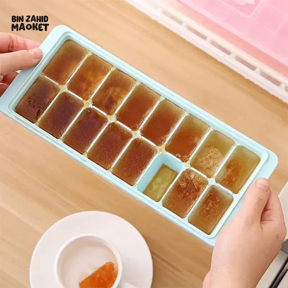 ICE CUBE TRAY WITH LID NON-STICK PLASTIC MOLD FOR JELLY & DRINKS - Image 5