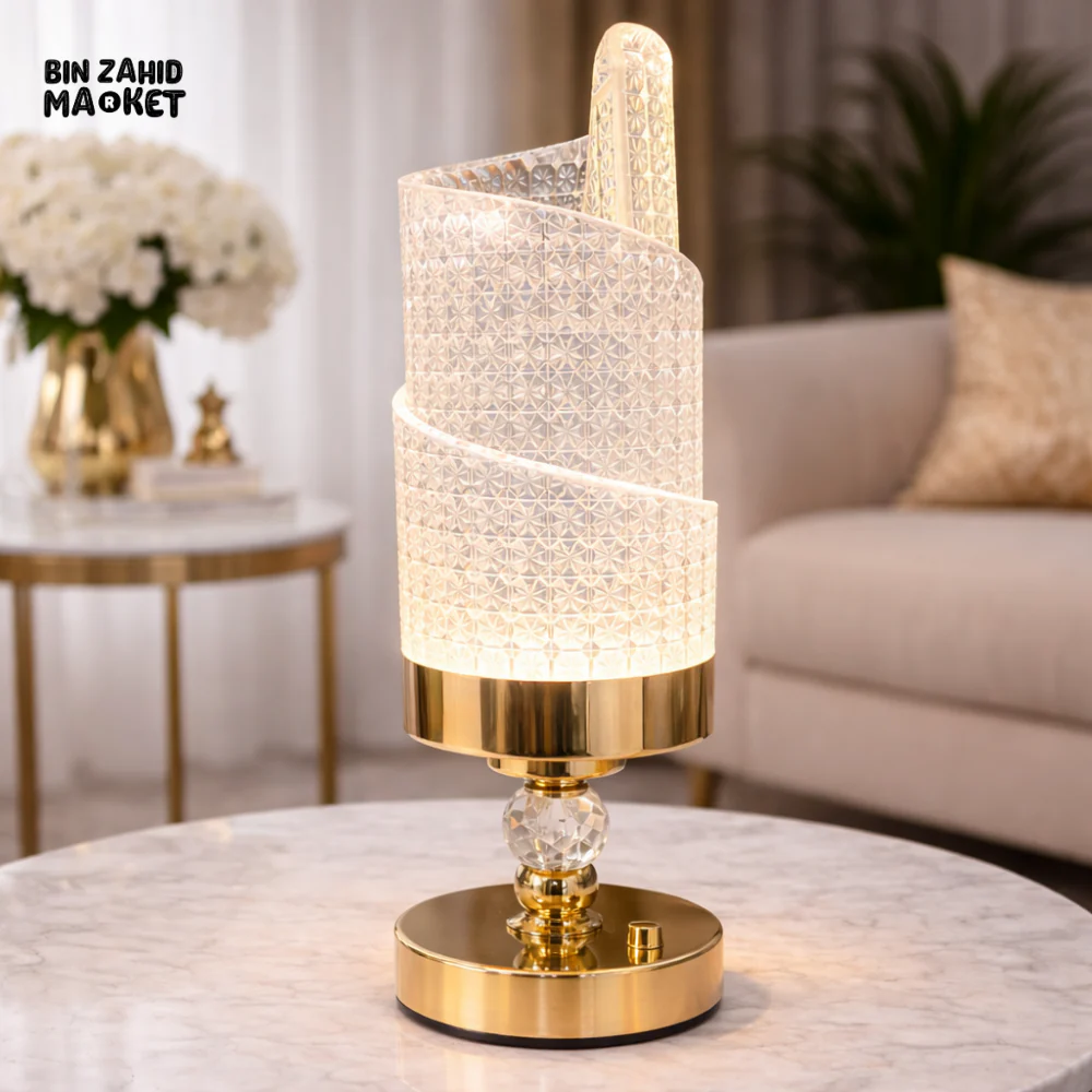 INFINITY GLOW CRYSTAL TABLE LAMP ELEGANT HOME DECOR LIGHT - CRYSTAL HELIX