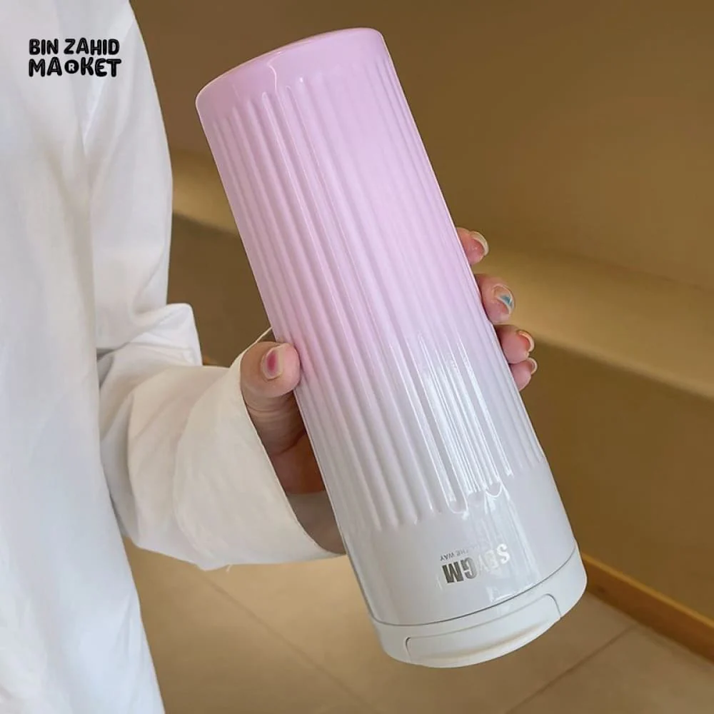 INSULATED COFFEE MUG 500ML – STRIPED STAINLESS STEEL VACUUM FLASK FOR TRAVEL - Image 10