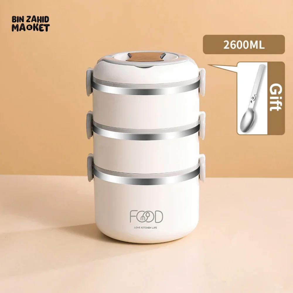 INSULATED STAINLESS STEEL LUNCH BOX – PORTABLE & LEAK-PROOF PERFECT FOR OFFICE SCHOOL & ON-THE-GO MEALS - 2 LAYERS - Image 3