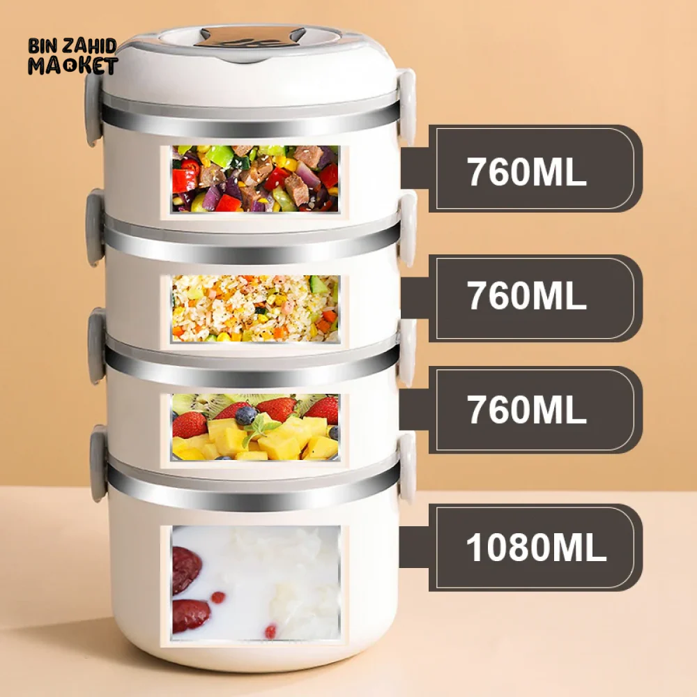 INSULATED STAINLESS STEEL LUNCH BOX – PORTABLE & LEAK-PROOF PERFECT FOR OFFICE SCHOOL & ON-THE-GO MEALS - 2 LAYERS - Image 7