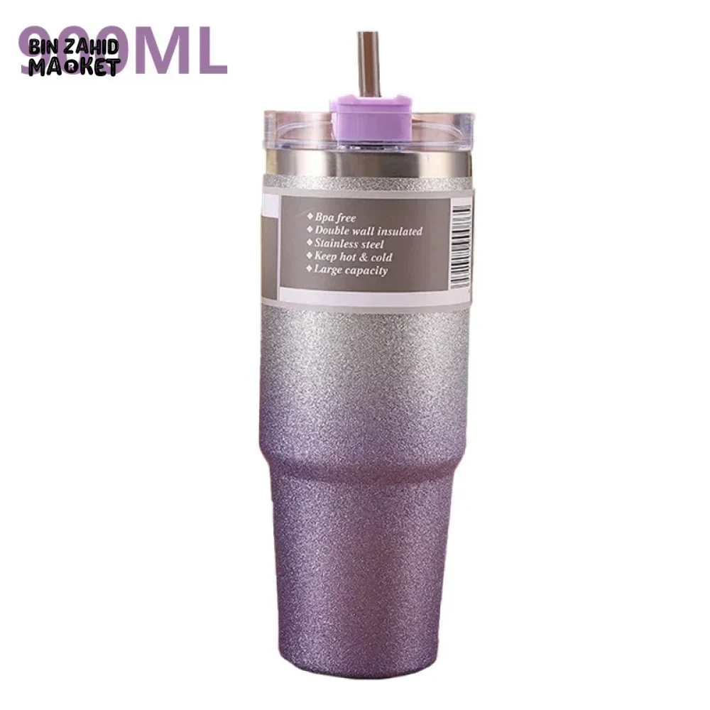 INSULATED STAINLESS STEEL TRAVEL CUP WITH STRAW LEAKPROOF THERMAL MUG & VACUUM COFFEE TUMBLER WITH COVER - Image 10