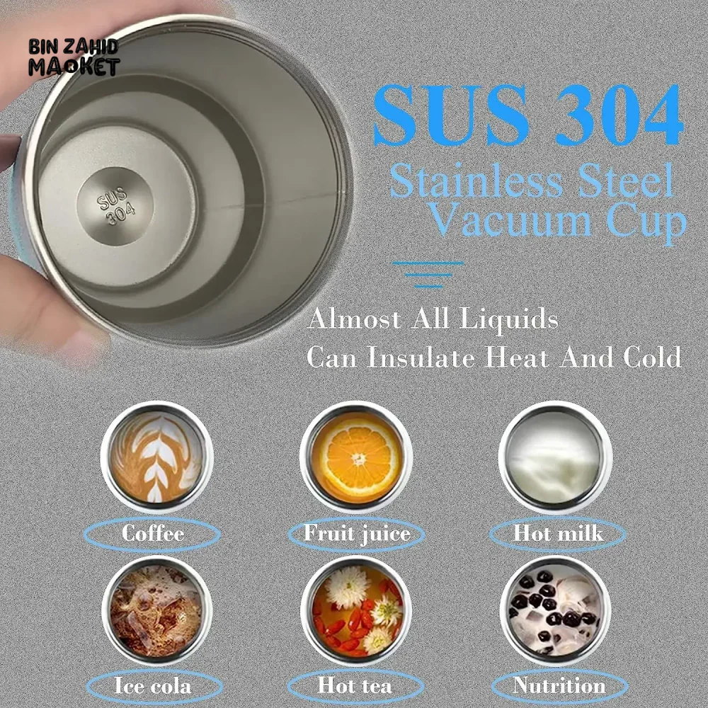 INSULATED STAINLESS STEEL TRAVEL CUP WITH STRAW LEAKPROOF THERMAL MUG & VACUUM COFFEE TUMBLER WITH COVER - Image 4