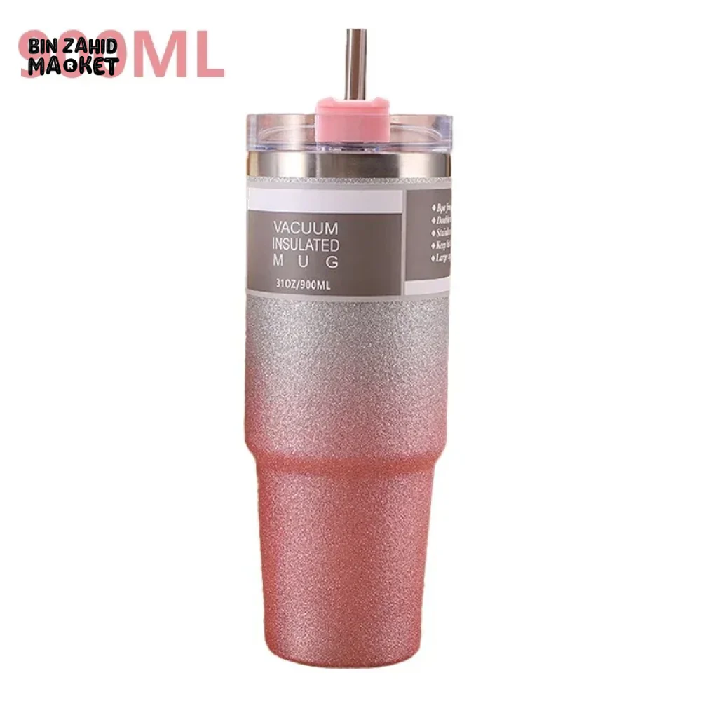 INSULATED STAINLESS STEEL TRAVEL CUP WITH STRAW LEAKPROOF THERMAL MUG & VACUUM COFFEE TUMBLER WITH COVER - Image 7