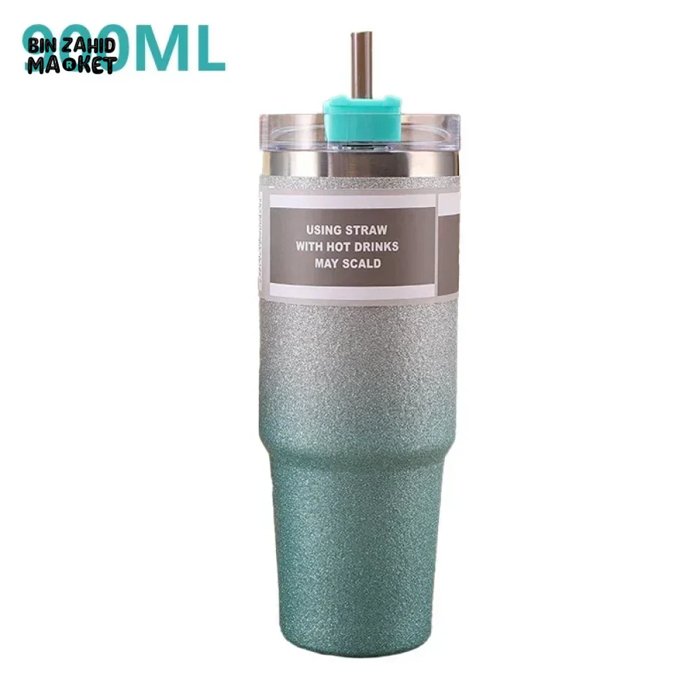 INSULATED STAINLESS STEEL TRAVEL CUP WITH STRAW LEAKPROOF THERMAL MUG & VACUUM COFFEE TUMBLER WITH COVER - Image 8