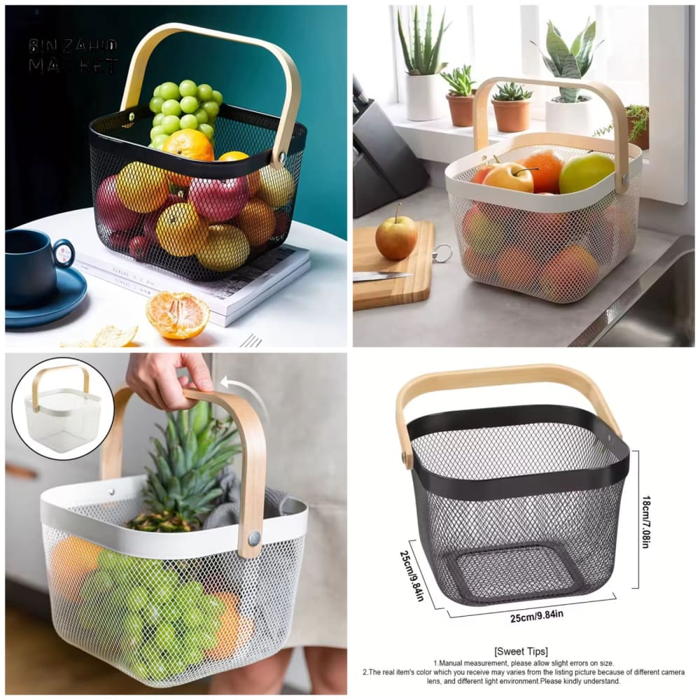 IRON WIRE FRUIT & VEGETABLE KITCHEN BASKET - OBLONG SHAPE - Image 6