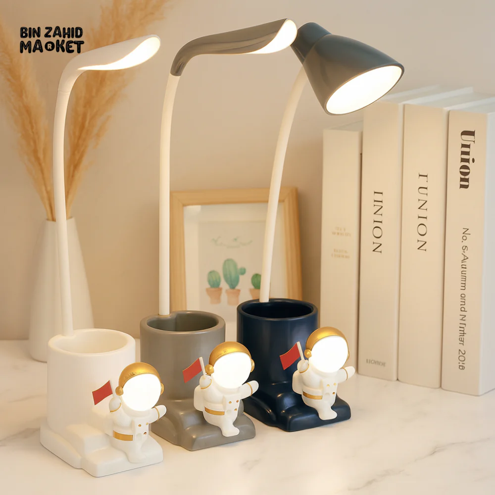 KIDS ASTRONAUT LED LAMP WITH PEN HOLDER – RECHARGEABLE STUDY & BEDSIDE LIGHT - Image 2
