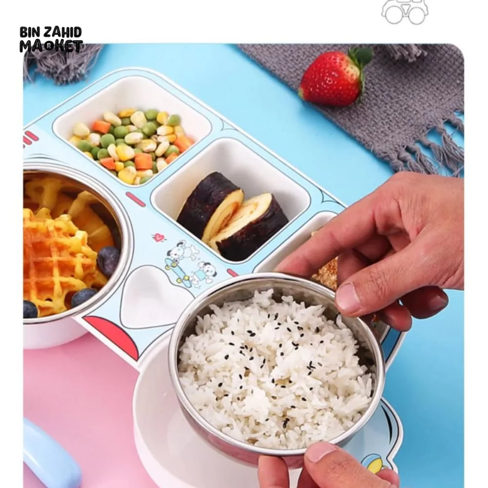 KIDS CAR-SHAPED BENTO LUNCH PLATE WITH COMPARTMENTS FUN & PRACTICAL MEAL TRAY FOR TODDLERS - Image 5