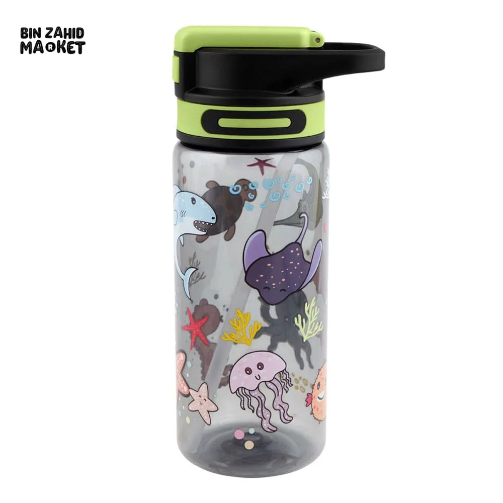 KIDS CARTOON FANCY WATER BOTTLE GREEN SB-11 700ML - Image 2