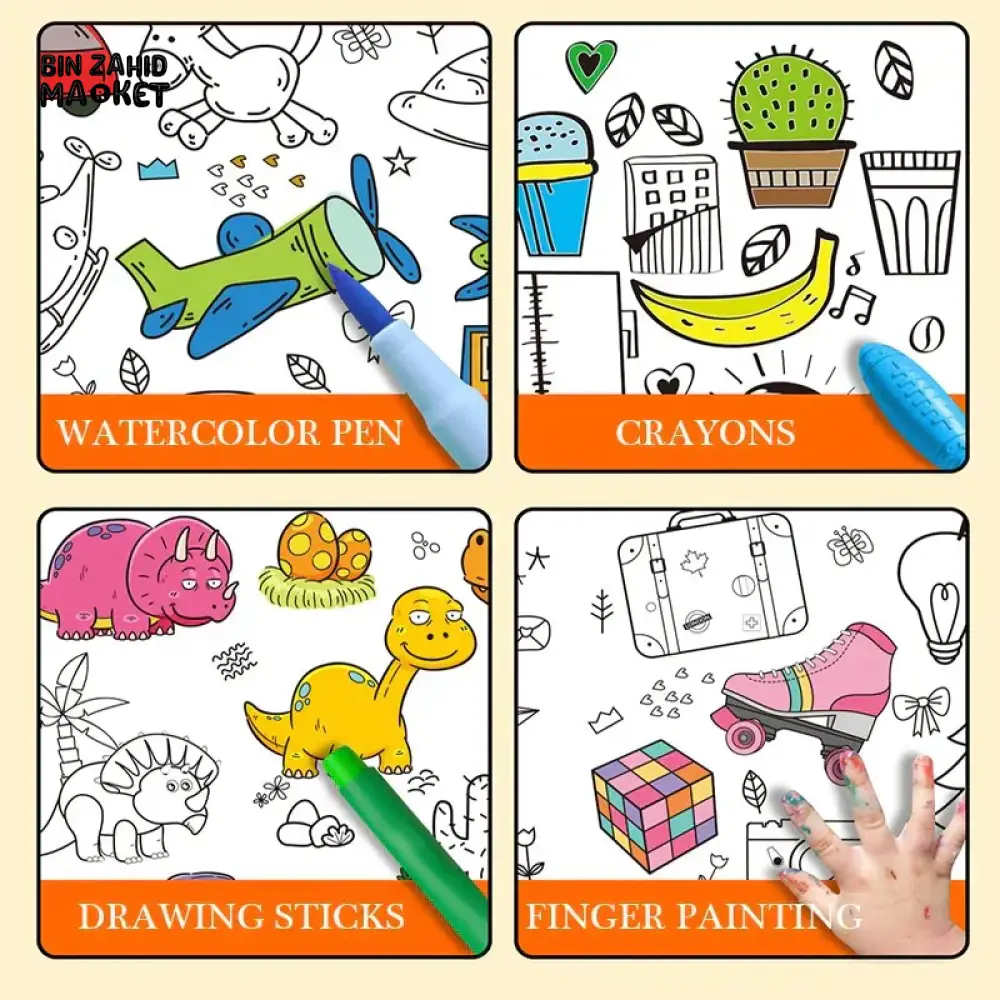 KIDS DIY DRAWING PAPER ROLL SHEET + FREE MARKERS - Image 3