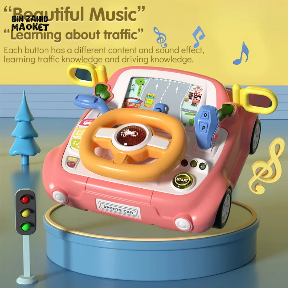 KIDS STEERING WHEEL TOY PRETEND PLAY SIMULATION DRIVING TOY SAFE & MULTIFUNCTIONAL - Image 5