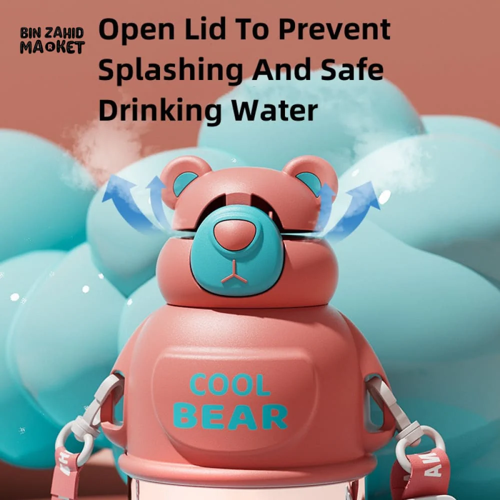 KIDS THERMOS 800ML – CUTE BEAR DESIGN HOT & COLD PORTABLE FLASK - Image 5