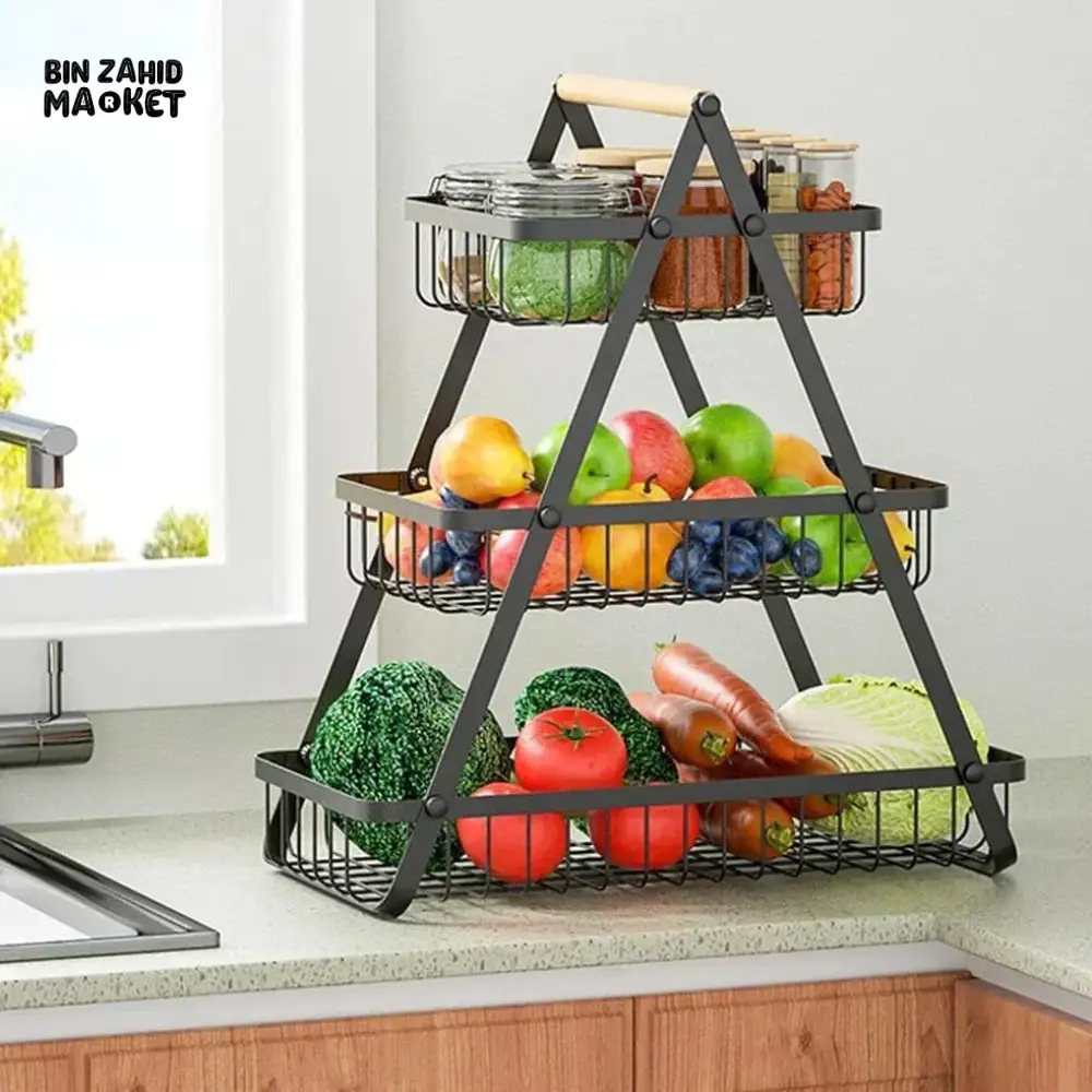 KITCHEN 3-TIERS COUNTER TOP FRUITS & VEGETABLES BASKET