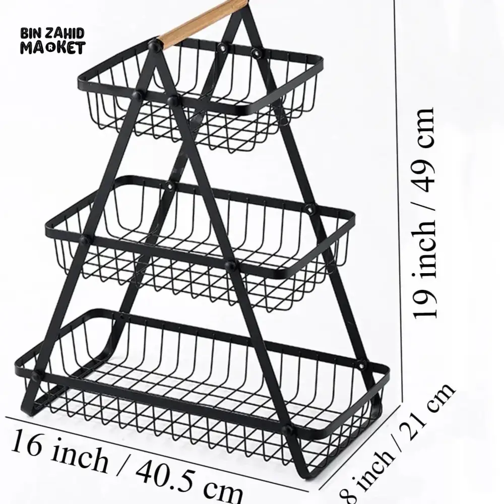 KITCHEN 3-TIERS COUNTER TOP FRUITS & VEGETABLES BASKET - Image 4
