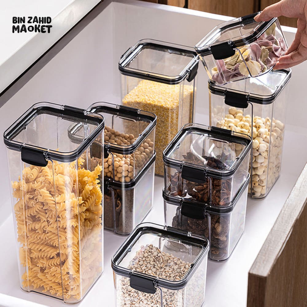KITCHEN BUCKLE SEALED STORAGE JARS – TRANSPARENT FOOD-GRADE PLASTIC CONTAINERS FOR SPICES, MEDICINAL MATERIALS & HOUSEHOLD ORGANIZATION - Image 3