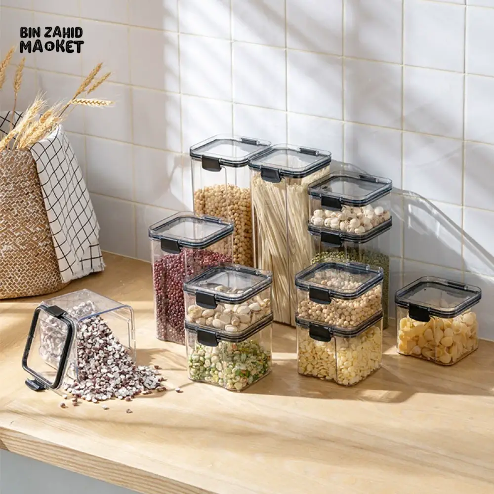 KITCHEN BUCKLE SEALED STORAGE JARS – TRANSPARENT FOOD-GRADE PLASTIC CONTAINERS FOR SPICES, MEDICINAL MATERIALS & HOUSEHOLD ORGANIZATION - Image 4