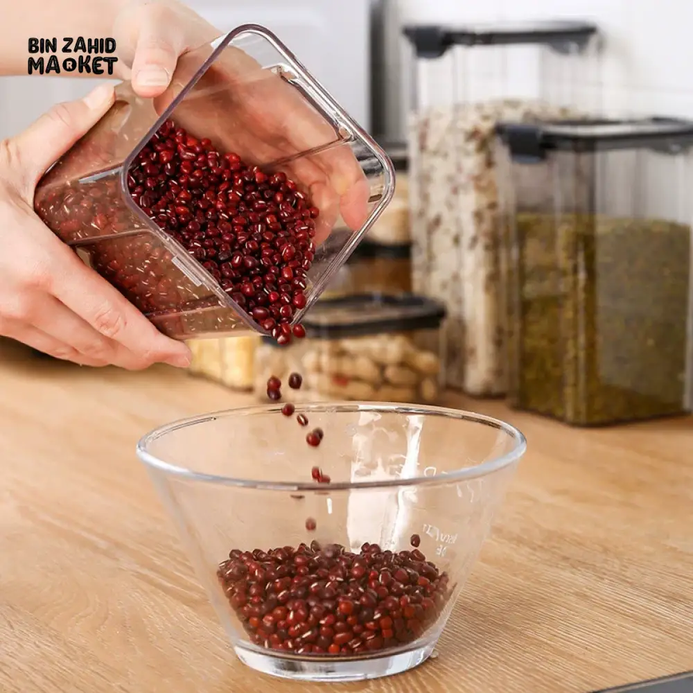KITCHEN BUCKLE SEALED STORAGE JARS – TRANSPARENT FOOD-GRADE PLASTIC CONTAINERS FOR SPICES, MEDICINAL MATERIALS & HOUSEHOLD ORGANIZATION - Image 6