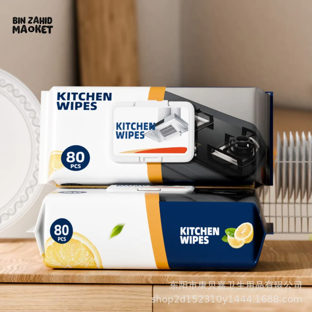 KITCHEN CLEANING WIPES 80 PIECES – UPGRADED OIL REMOVAL WET WIPES THICKENED DISPOSABLE HOUSEHOLD PACK - Image 2