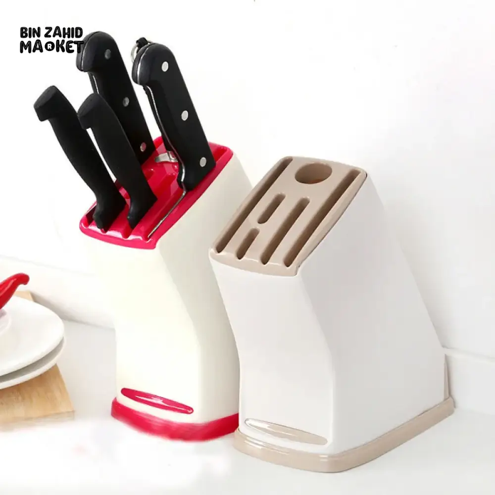 KITCHEN MULTIFUNCTIONAL KNIFE RACK – PLASTIC COUNTERTOP HOLDER WITH WATER-DRAINING BASE & CUTTER STORAGE - Image 2