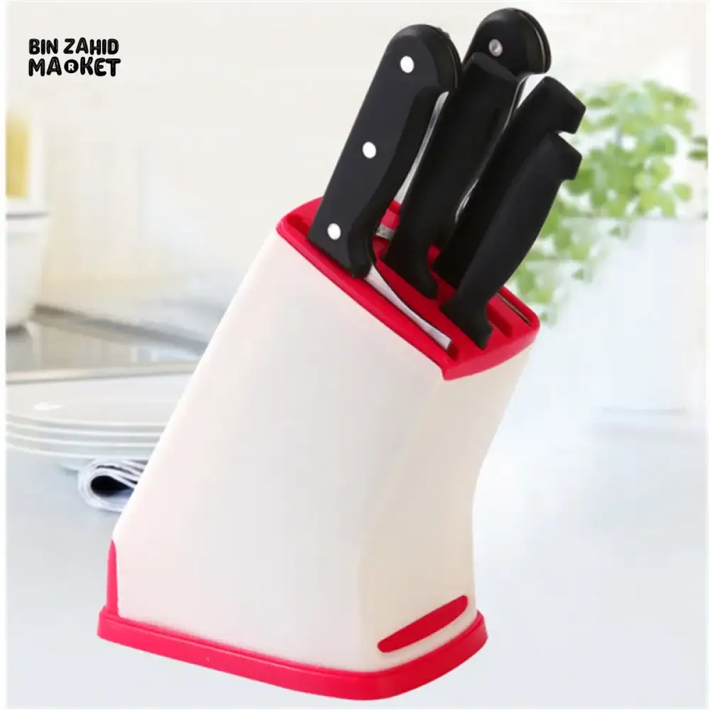 KITCHEN MULTIFUNCTIONAL KNIFE RACK – PLASTIC COUNTERTOP HOLDER WITH WATER-DRAINING BASE & CUTTER STORAGE - Image 5