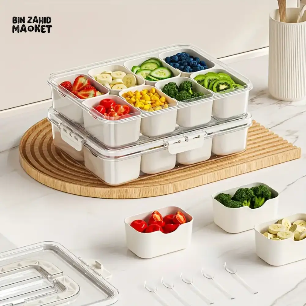 KITCHEN SEASONING STORAGE BOX 8-GRID SPICE BOX SEALED MOISTURE-PROOF SALT TANK - Image 4