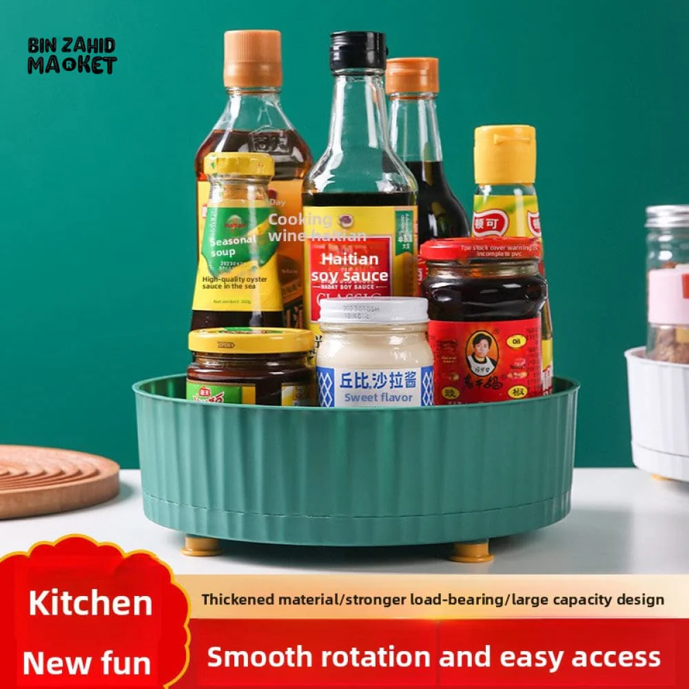 KITCHEN SEASONING STORAGE RACK – MULTIFUNCTIONAL ROTATING ORGANIZER LARGE CAPACITY SOY SAUCE & SPICE STORAGE FOR HOME - Image 2