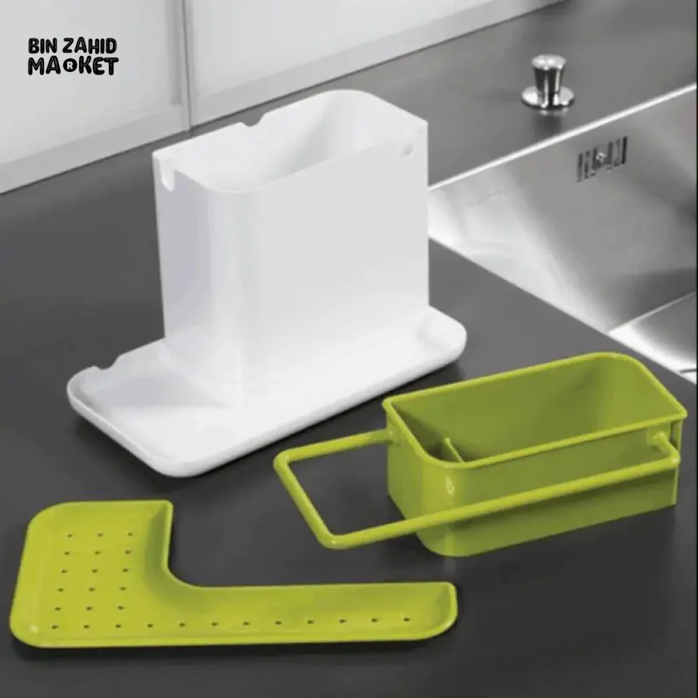 KITCHEN STORAGE DRAIN RACK SINK HOLDER SOAP & SPONGE ORGANIZER - Image 2