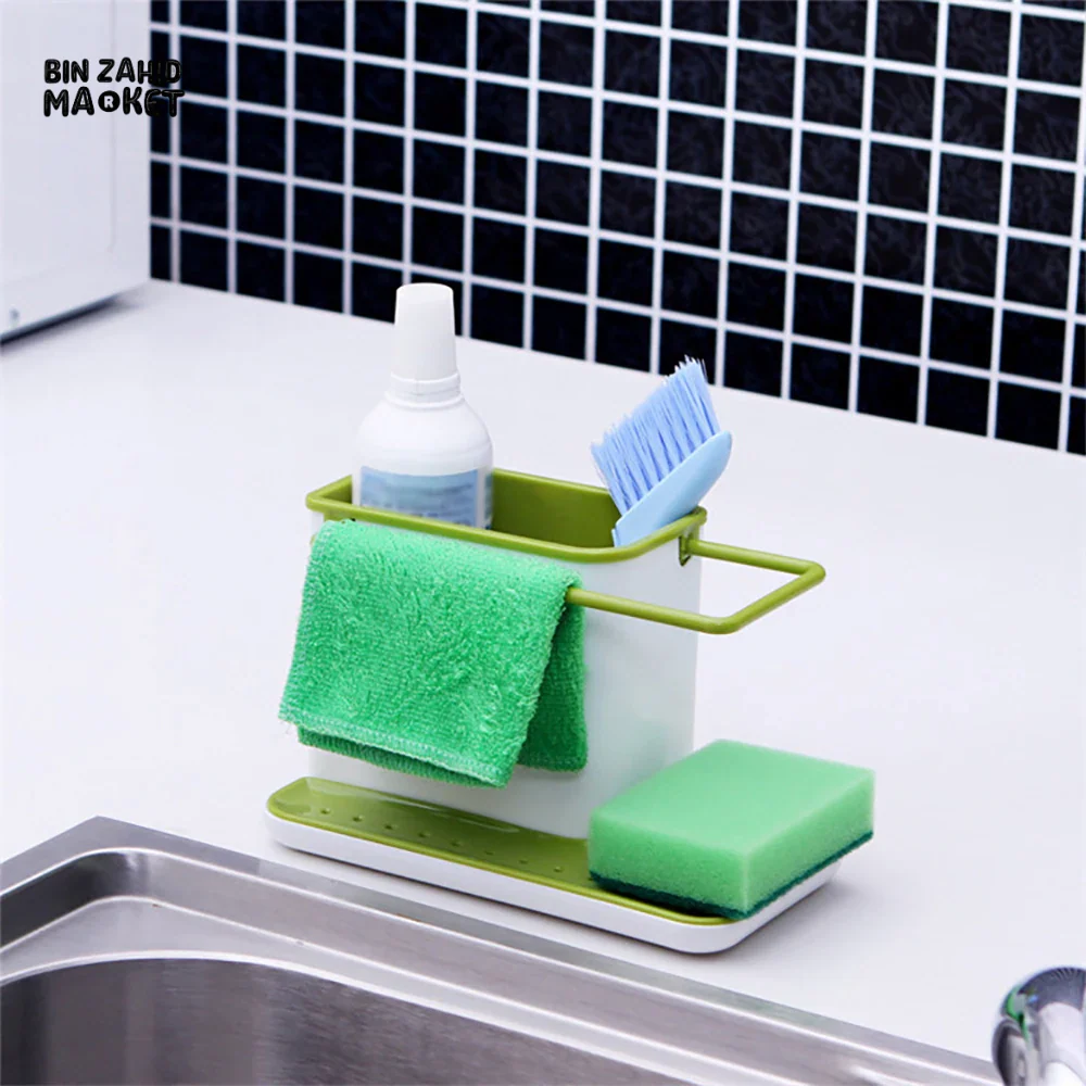 KITCHEN STORAGE DRAIN RACK SINK HOLDER SOAP & SPONGE ORGANIZER - Image 5