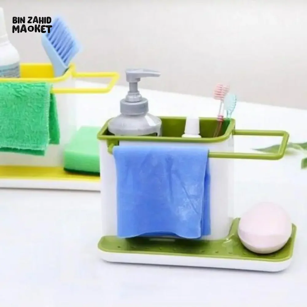 KITCHEN STORAGE DRAIN RACK SINK HOLDER SOAP & SPONGE ORGANIZER - Image 8