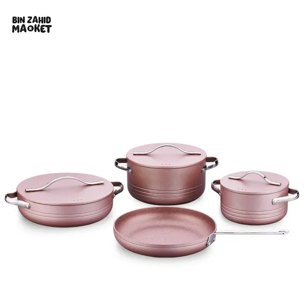 KORKMAZ LINEA PLUS 7 PCS COOKWARE SET ROSEGOLD
