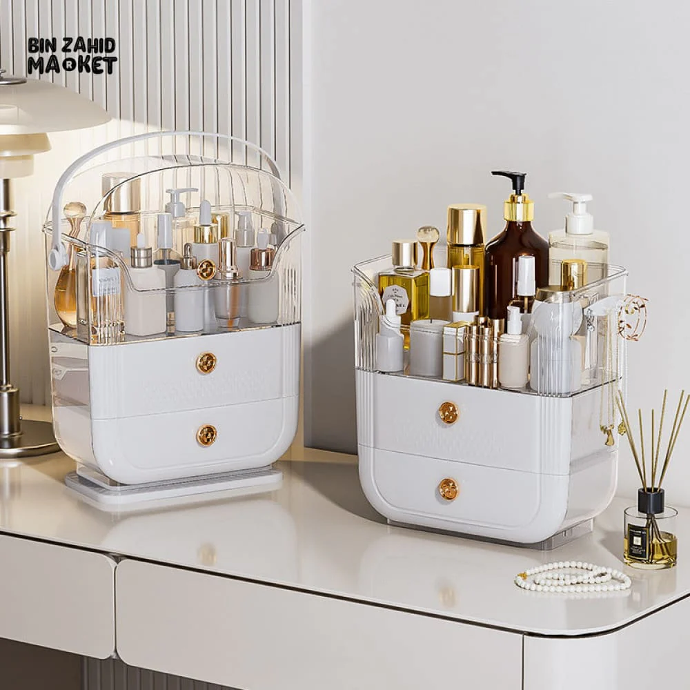 LARGE-CAPACITY MAKEUP STORAGE BOX MULTIFUNCTIONAL VANITY ORGANIZER FOR SKINCARE & JEWELRY