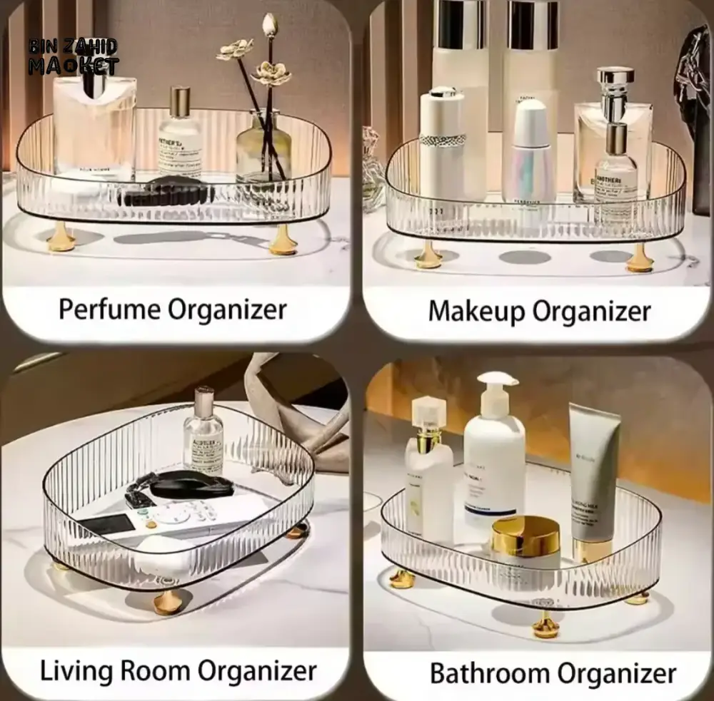 LARGE CAPACITY TRANSPARENT MAKEUP & PERFUME ORGANIZER – ANTI-SLIP COSMETICS STORAGE BOX WITH STAND FOR COUNTERTOP - Image 6
