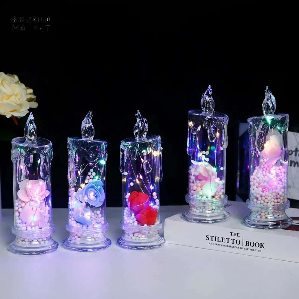 LED ELECTRONIC CANDLE ROSE NIGHT LIGHT HOME DECOR - Image 3
