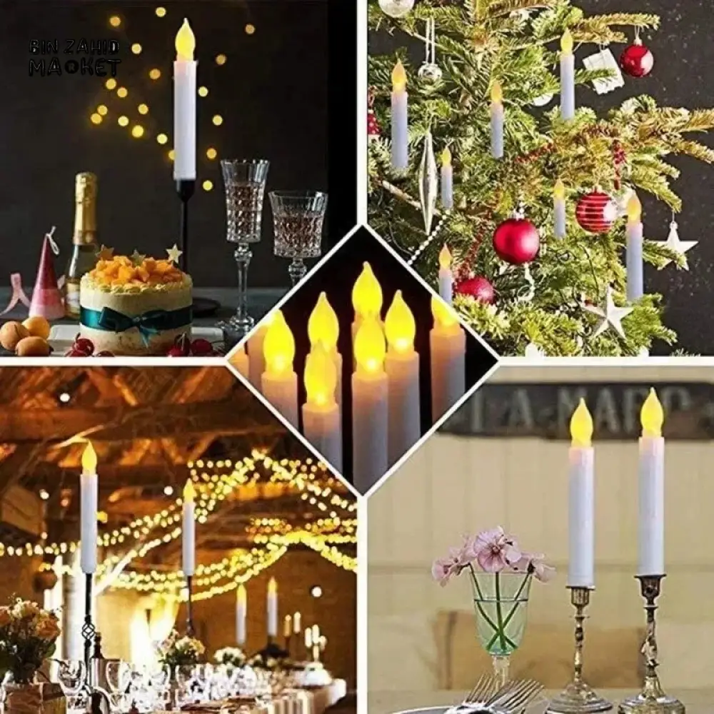 PACK OF 3 LED FLAMELESS 3D TAPER CANDLES – LONG POLE BATTERY TEALIGHTS FOR PARTY & HOME DECOR - Image 4