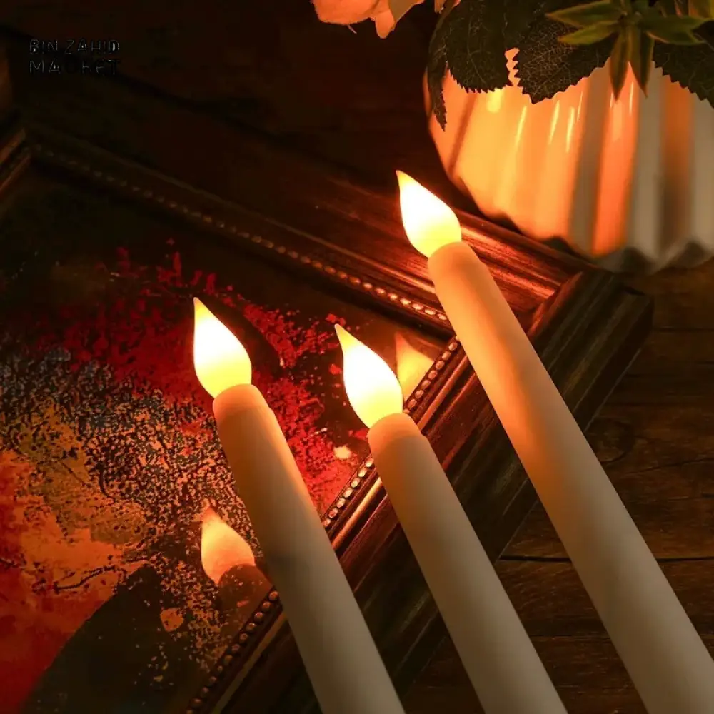 PACK OF 3 LED FLAMELESS 3D TAPER CANDLES – LONG POLE BATTERY TEALIGHTS FOR PARTY & HOME DECOR - Image 6