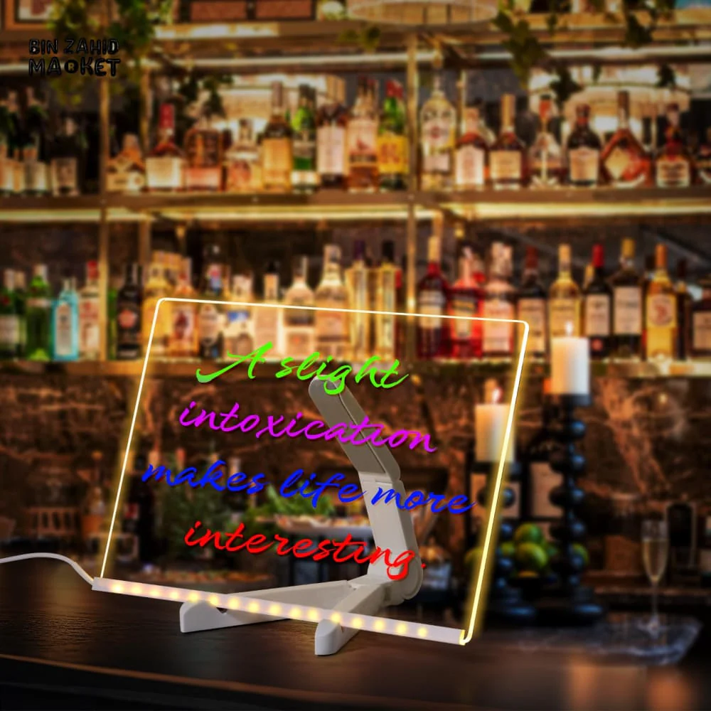 LED NOTICE BOARD WITH COLORS 20CM X 20CM – ILLUMINATED ACRYLIC MESSAGE BOARD LED DRAWING BOARD & LIGHT-UP NOTEPAD WITH ADJUSTABLE STAND - Image 4