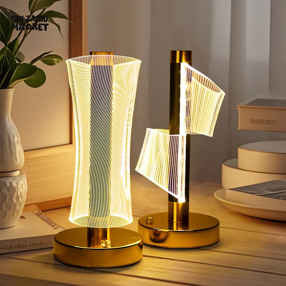 LED TABLE LAMP TOUCH CONTROL USB RECHARGEABLE NIGHT LIGHT 3-COLOR AMBIENT MODES FOR BEDROOM DESK BAR & GAMING SETUP - Image 4
