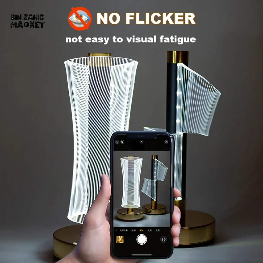 LED TABLE LAMP TOUCH CONTROL USB RECHARGEABLE NIGHT LIGHT 3-COLOR AMBIENT MODES FOR BEDROOM DESK BAR & GAMING SETUP - Image 5