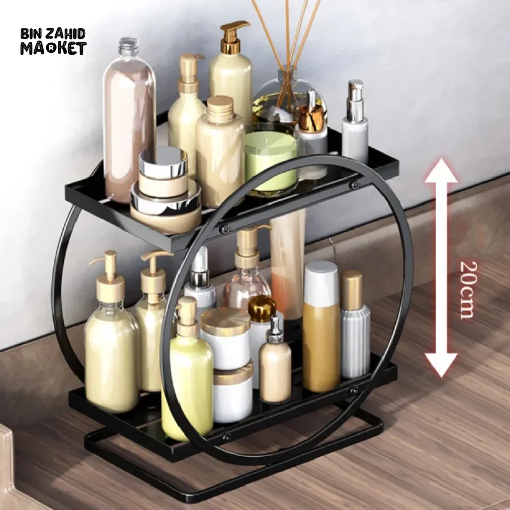 LIGHT LUXURY BATHROOM SHELF RACK COSMETICS ORGANIZER FOR DRESSING TABLE - CIRCLE SHAPE - Image 11