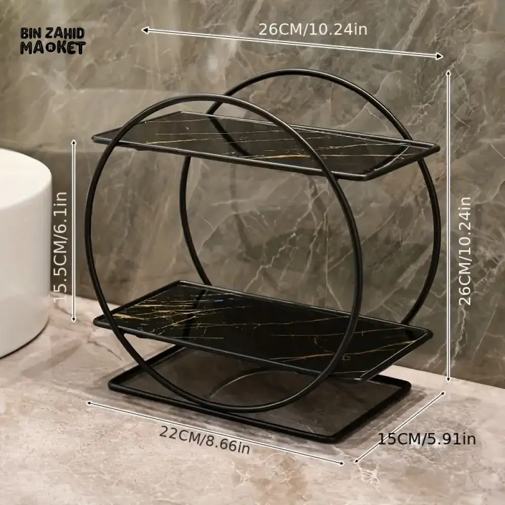LIGHT LUXURY BATHROOM SHELF RACK COSMETICS ORGANIZER FOR DRESSING TABLE - CIRCLE SHAPE - Image 3