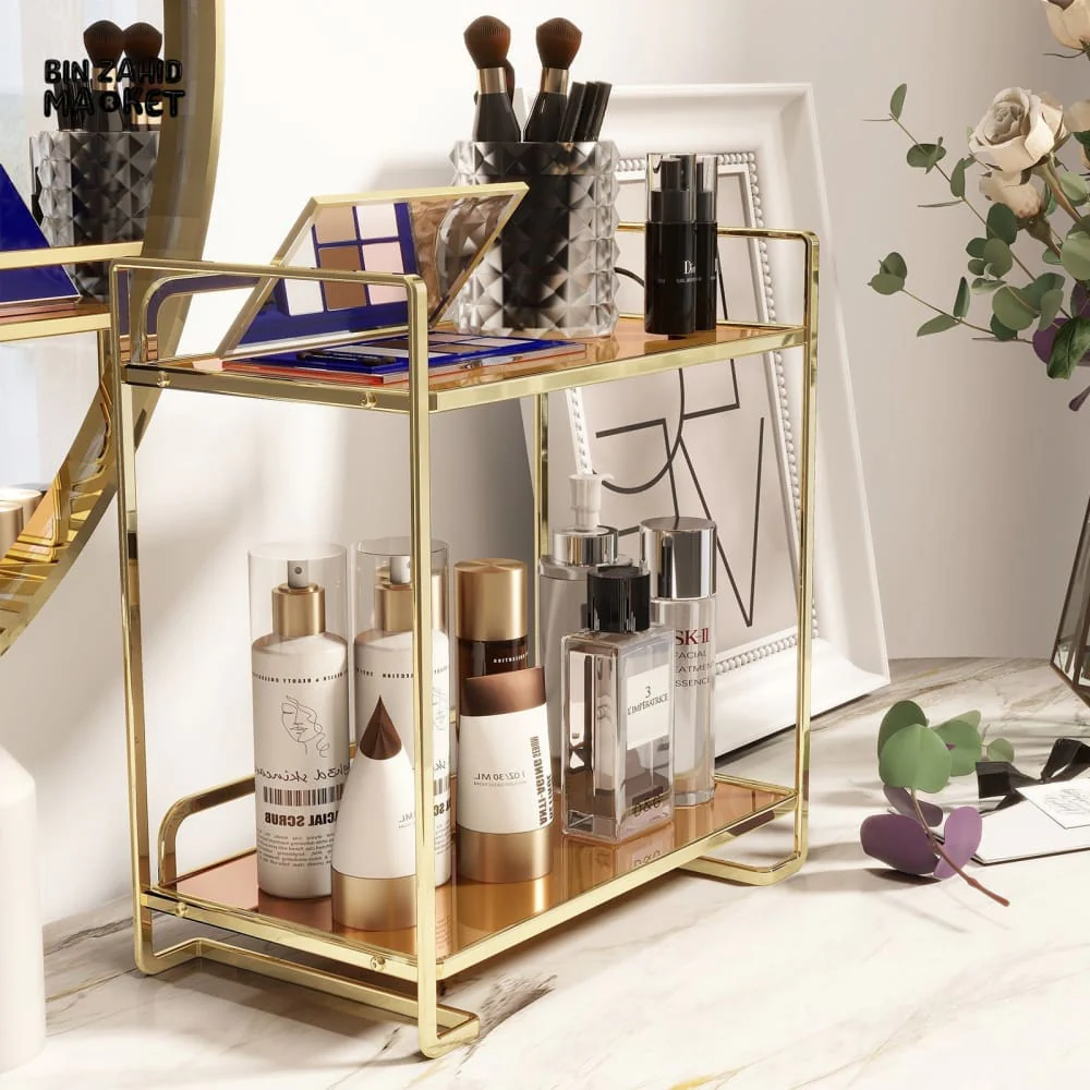 LIGHT LUXURY BATHROOM SHELF RACK COSMETICS ORGANIZER FOR DRESSING TABLE - SQUARE SHAPE - Image 2