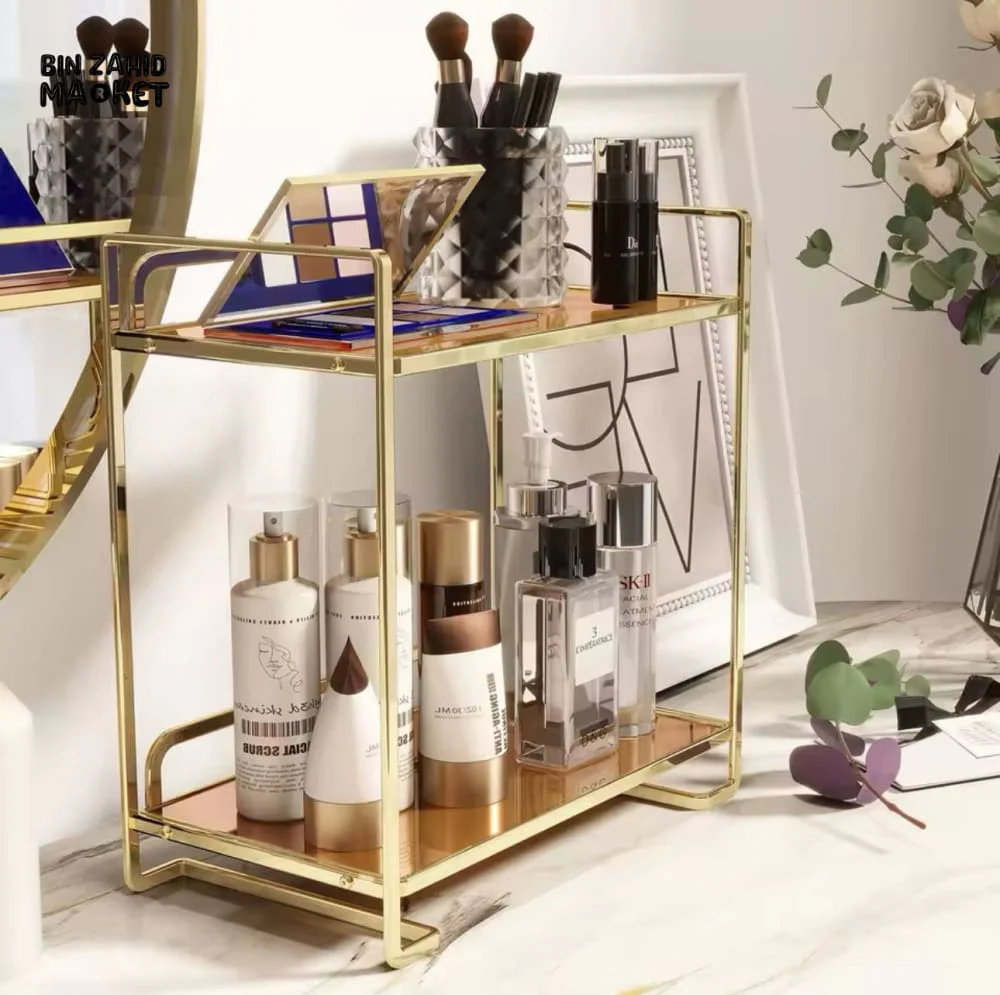 LIGHT LUXURY BATHROOM SHELF RACK COSMETICS ORGANIZER FOR DRESSING TABLE - SQUARE SHAPE - Image 4