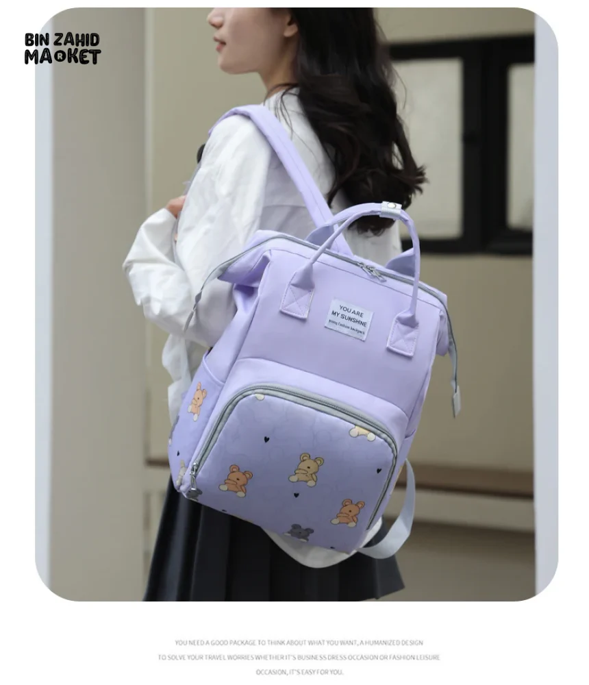 LIGHTWEIGHT & SPACIOUS DIAPER BACKPACK – MULTI-FUNCTIONAL DESIGN FOR MOMS ON THE GO - PINK - Image 16