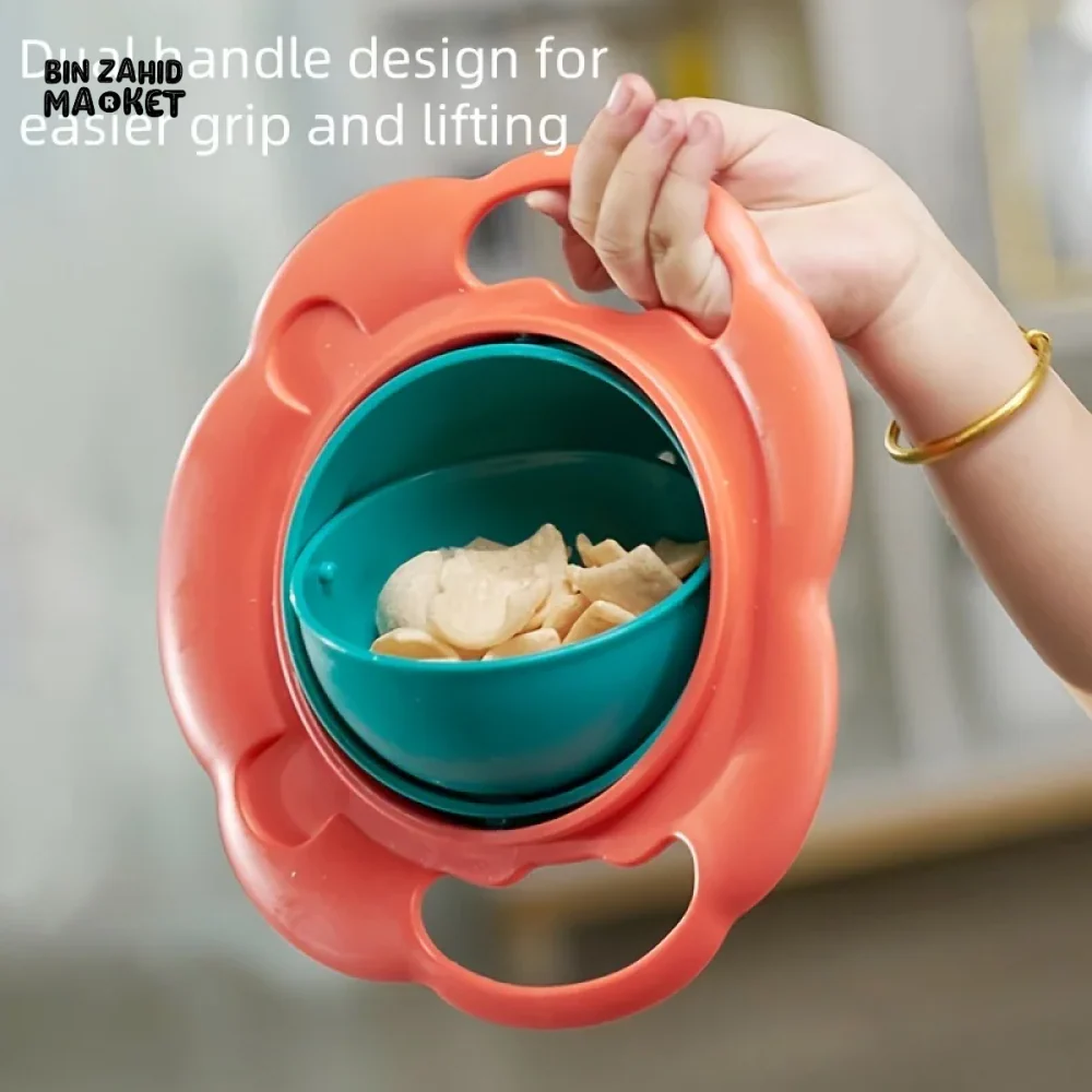 LION-SHAPED ANTI-SPILL BABY BOWL 360° BALANCE DESIGN WITH LID & HANDLES PERFECT FEEDING GIFT FOR TODDLERS - Image 4