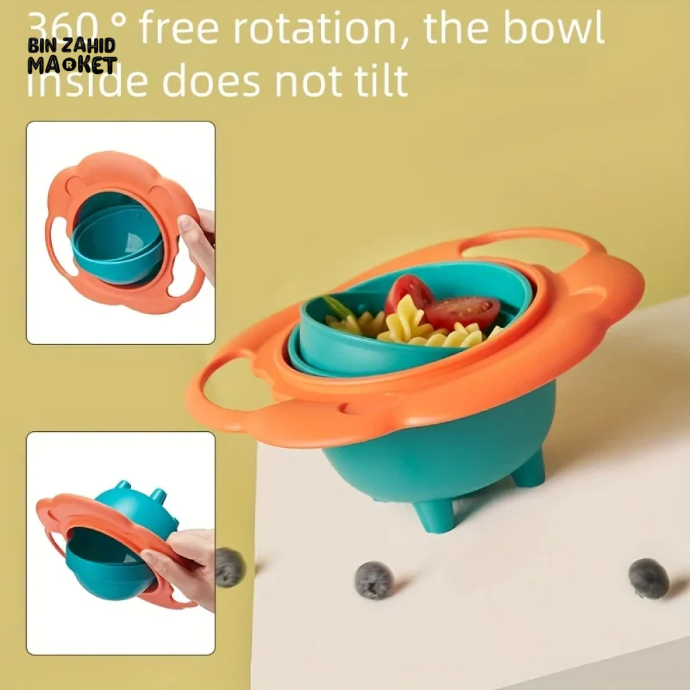 LION-SHAPED ANTI-SPILL BABY BOWL 360° BALANCE DESIGN WITH LID & HANDLES PERFECT FEEDING GIFT FOR TODDLERS - Image 5
