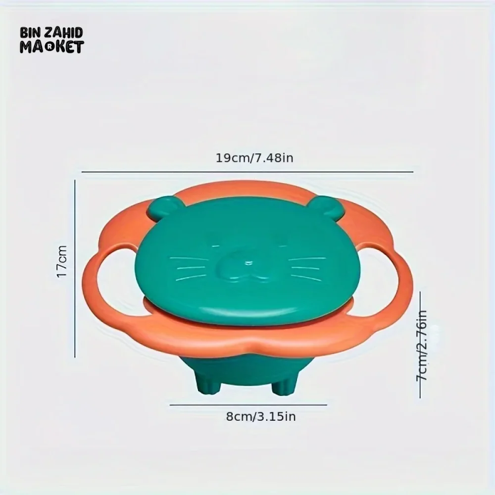 LION-SHAPED ANTI-SPILL BABY BOWL 360° BALANCE DESIGN WITH LID & HANDLES PERFECT FEEDING GIFT FOR TODDLERS - Image 7