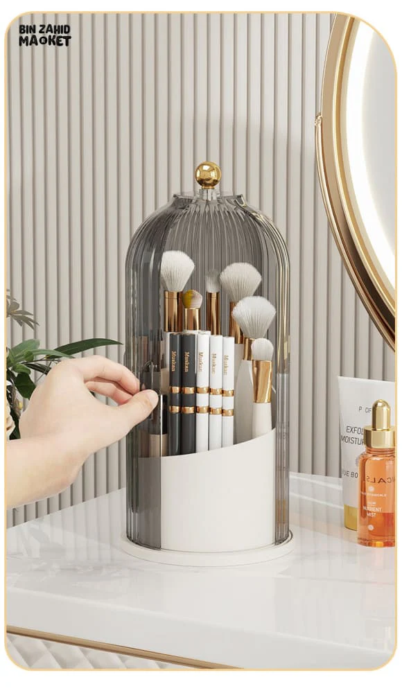 LUXOR ROTATING MAKEUP BRUSH HOLDER - CLEAR CAGE - Image 3