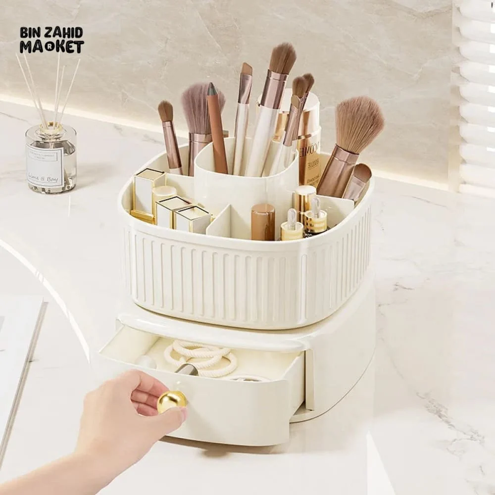 LUXOR ROTATING MAKEUP BRUSH ORGANIZER WITH DRAWER