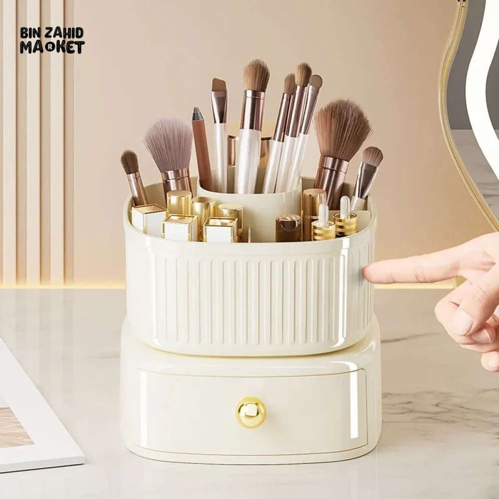 LUXOR ROTATING MAKEUP BRUSH ORGANIZER WITH DRAWER - Image 2