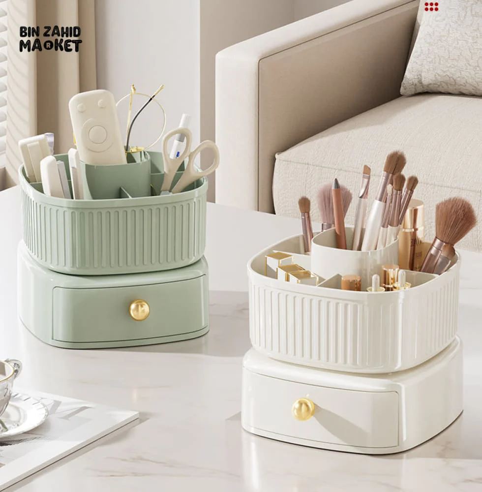 LUXOR ROTATING MAKEUP BRUSH ORGANIZER WITH DRAWER - Image 3